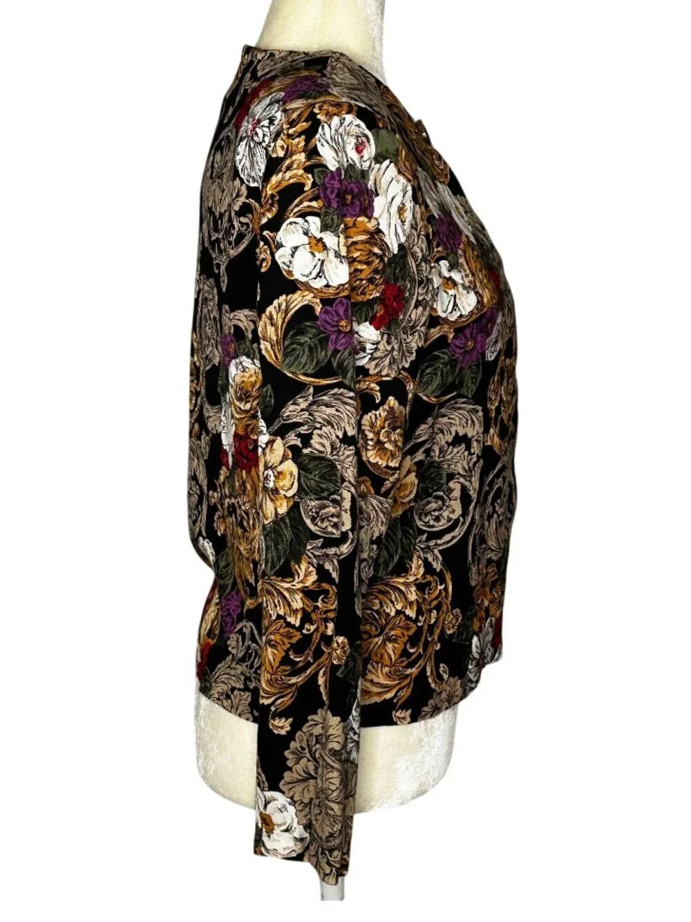 Vintage Norton McNaughton Baroque Floral Jacket Blouse Size 10 80s Tapestry